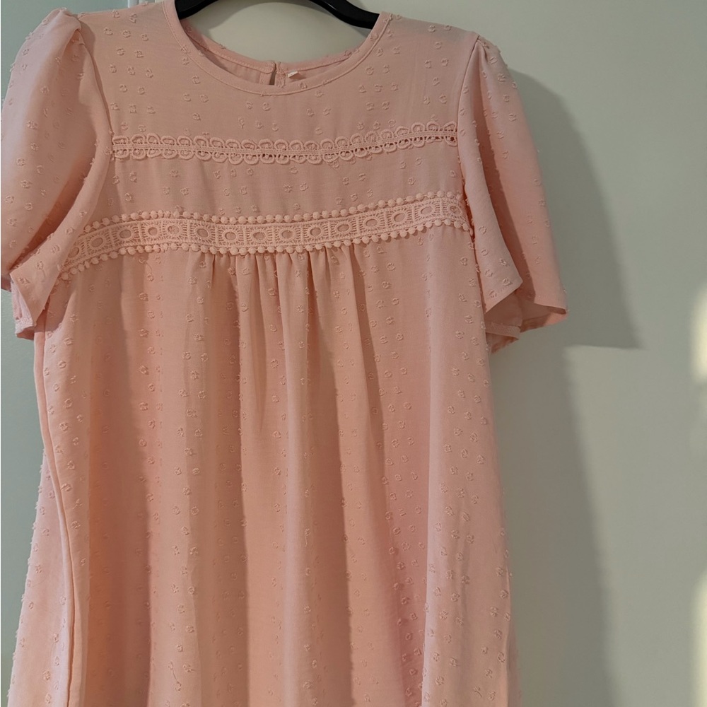 SHEIN Pink Blouse with Lace Detail